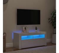 Vidaxl Meuble Tv Avec Lumières Led Blanc Brillant 90x35x40 Cm Blanc
