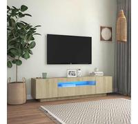 Vidaxl Meuble Tv Avec Lumières Led Chêne Sonoma 160x35x40 Cm Marron