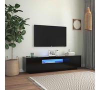 Vidaxl Meuble Tv Avec Lumières Led Noir 160x35x40 Cm Noir