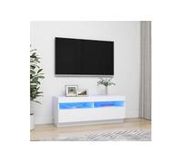 Meuble TV avec lumières LED Blanc 100x35x40 cm