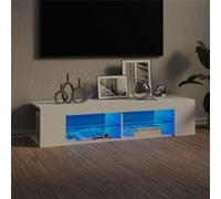 vidaXL Meuble TV avec lumières LED Blanc 135x39x30 cm