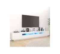 Meuble TV avec lumières LED Blanc 260x35x40 cm