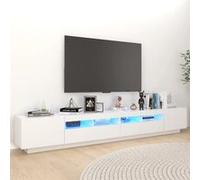 Meuble TV avec lumières LED Blanc 260x35x40 cm Blanc G