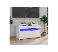 Meuble TV avec lumières LED Blanc 75x35x40 cm Blanc G
