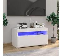 Meuble TV avec lumières LED Blanc 75x35x40 cm