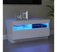 vidaXL Meuble TV – Armoire basse moderne avec lumières LED, blanc
