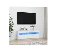 Meuble TV avec lumières LED blanc brillant 100x35x40 cm