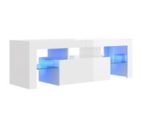 Meuble TV avec lumières LED blanc brillant 120x35x40 cm