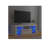 Meuble TV avec lumières LED blanc brillant 120x35x40 cm