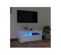 Meuble TV avec lumières LED blanc brillant 90x35x40 cm