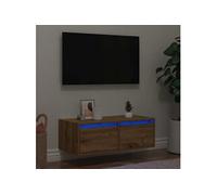 vidaXL Meuble TV – chêne artisanal avec LED – 75x35,5x25 cm – Multicolore