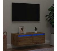 vidaXL Meuble TV – chêne artisanal avec LED – 75x35,5x25 cm – Multicolore