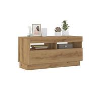 Meuble TV avec lumières LED chêne artisanal bois d'ingénierie, support TV, meuble multimédia, console TV, meuble 856358