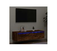 Meuble TV avec lumières LED chêne fumé 100X35,5x25 cm