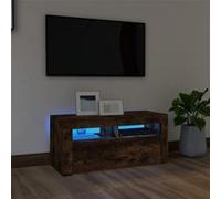 Vidaxl Meuble Tv Avec Lumières Led Chêne Fumé 90x35x40 Cm