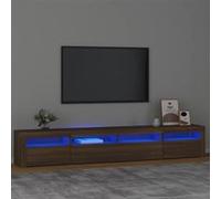 Meuble TV avec lumières LED Chêne marron 240x35x40 cm Marron G