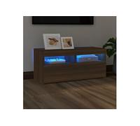 Meuble TV avec lumières LED Chêne marron 90x35x40 cm