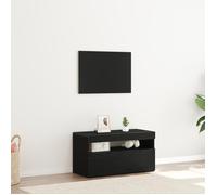 Meuble TV avec lumières LED Chêne Noir 75x35x40 cm en bois d ingénierie