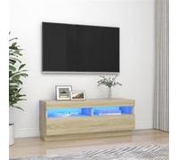 vidaXL Meuble TV moderne avec lumières LED – Chêne Sonoma