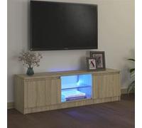 vidaXL Meuble TV avec Lumières LED, Armoire de Télévision, Meuble Télé de Salon, Armoire Basse Salle de Séjour Intérieur, Moderne, Chêne Sonoma