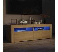 Meuble TV avec lumières LED chêne sonoma 120x35x40 cm Brun G