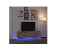 vidaXL Meuble TV avec lumières LED Chêne sonoma 160,5x41x50 cm