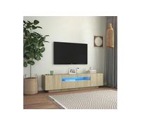 Meuble TV avec lumières LED Chêne sonoma 160x35x40 cm