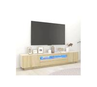 vidaXL Meuble TV avec Lumières LED, Armoire de Télévision avec Rangement, Meuble Télé de Salon Salle de Séjour Intérieur, Moderne, Chêne Sonoma