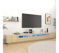 Meuble TV avec Lumières LED Armoire de Télévision Salle de Séjour Blanc vidaXL