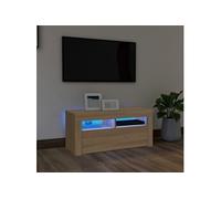 Meuble TV avec lumières LED chêne sonoma 90x35x40 cm