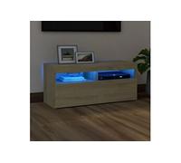 Vidaxl Meuble Tv Avec Lumières Led Chêne Sonoma 90x35x40 Cm