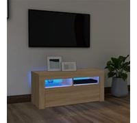 vidaXL Meuble TV avec Lumières LED, Armoire de Télévision, Meuble Télé de Salon, Armoire Basse Salle de Séjour Intérieur, Moderne, Chêne Sonoma