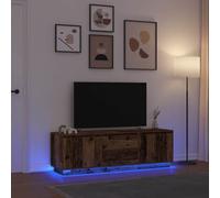 vidaXL Meuble TV avec lumières LED gris béton 193,5x41x50 cm