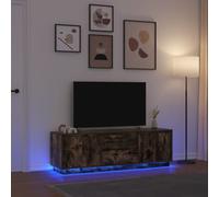vidaXL Meuble TV 160,5x41x50 cm chêne fumé avec lumières LED
