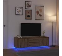 vidaXL Meuble TV chêne Artisanal 160,5x41x50 cm avec éclairages LED