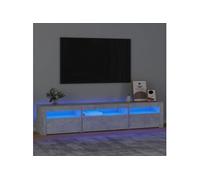 Meuble TV avec lumières LED Gris béton 195x35x40 cm