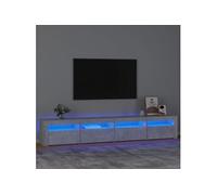Meuble TV avec lumières LED Gris béton 240x35x40 cm