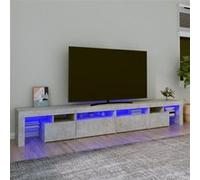 Meuble TV avec lumières LED Gris béton 260x36,5x40 cm Gris béton G