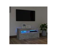 Meuble TV avec lumières LED gris béton 90x35x40 cm