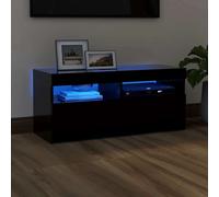 Meuble Tv Avec Lumières Led Noir 90x35x40 Cm - Vidaxl Noir