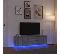 vidaXL Meuble TV avec lumières LED sonoma gris 160 5x41x50 cm support TV meuble télé meuble multimédia banc TV meuble 3328431
