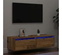 vidaXL Meuble TV avec lumières LED Vieux Bois 100X35,5x25 cm, Meuble HiFi, Centre de Divertissement, Armoire TV, Meuble multimédia, Console TV