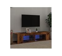 Meuble TV avec lumières LED vieux bois bois d ingénierie G