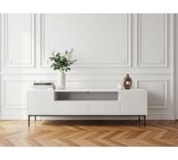Meuble TV avec niche 200 cm KASHA Pieds noirs blanc BOBOCHIC Blanc