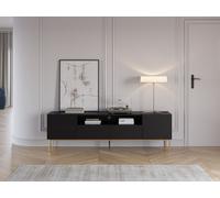 Meuble TV avec niche 200 cm KASHA Pieds or noir BOBOCHIC Noir