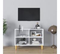 Meuble TV avec Pieds en Bois Massif Armoire de Télévision Salon Noir vidaXL