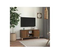 Vidaxl Meuble Tv Avec Pieds En Bois Massif Chêne Marron 103,5x35x50 Cm Multicolore