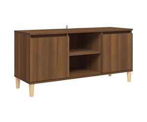 Meuble TV avec pieds en bois massif Chêne marron 103,5x35x50 cm