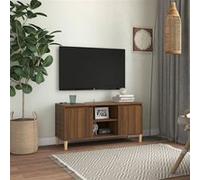 Vidaxl Meuble Tv Avec Pieds En Bois Massif Chêne Marron 103,5x35x50 Cm Multicolore