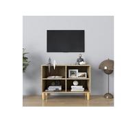 Meuble TV avec pieds en bois massif Chêne sonoma 69,5x30x50 cm